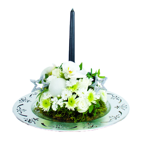 Centre de table en fleurs blanche