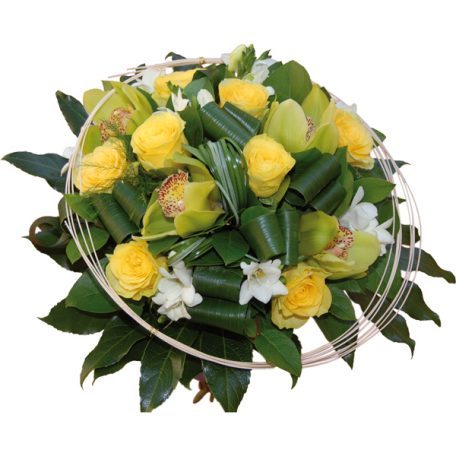 Votre bouquet de mariée composé de roses jaunes et fleurs blanches de saison