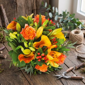 Bouquet du fleuriste surprise de saison orange.